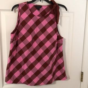J Crew pink and burgundy check sleeveless top 10
